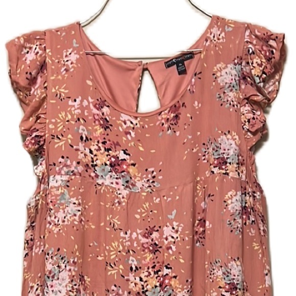 mm mm mm, Flirty Short Ruffle Sleeves, Floral, Ditsy Dress, Multi, Size XL - Picture 3 of 9